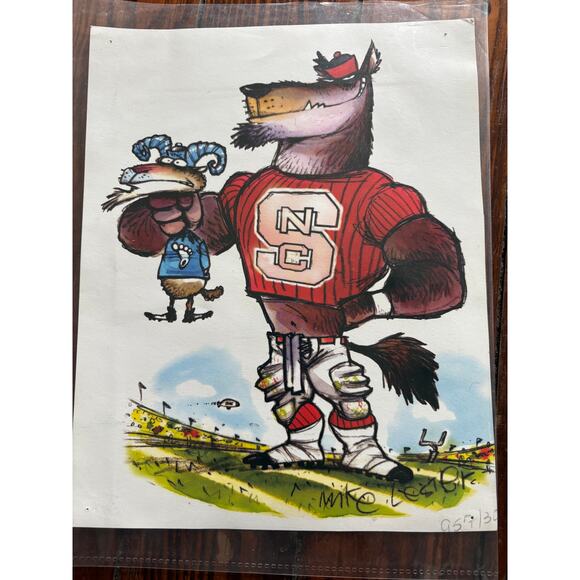 Set of 2009-10 NC STATE WOLFPACK Basketball Football Poster Mike Lester Drawing - Picture 1 of 7